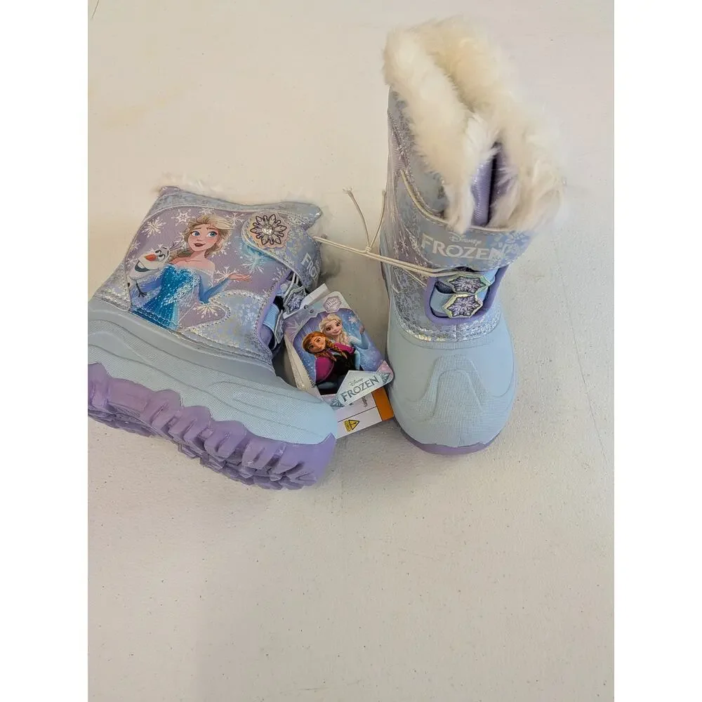 Disney Frozen Girls Winter Snow Boots – Anna & Olaf Faux Fur Light-Up Boots